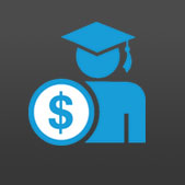 Icon of a graduate with dollar sign
